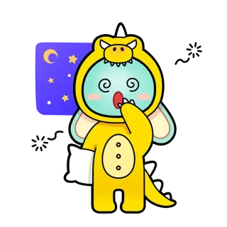 😪 sleepy, cartoon, monster, pillow, cute, night, stars telegram sticker