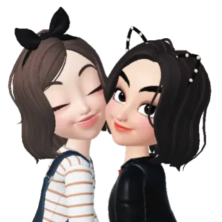 💘 Cartoon, Mädchen, Freund, Zusammen, Niedlich, Spaß whatsapp sticker