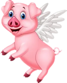 🐷 หมู, สัตว์, น่ารัก, บิน, การ์ตูน, ปีก telegram sticker