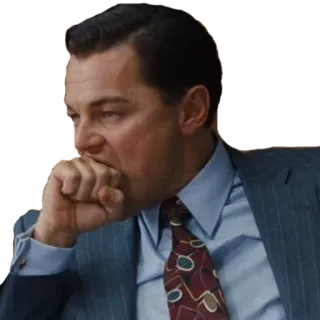 🤔 леонардо ди каприо, актер, думает, костюм, галстук telegram sticker