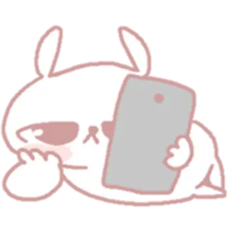 😒 うさぎ, 漫画, かわいい, バニー, 電話, 横たわる telegram sticker