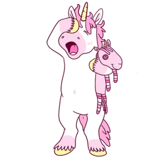 😜 licorne, fatigué, épuisé, sommeil, dessin animé, animal telegram sticker