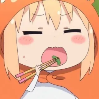 🍊 Umaru Doma Himouto! Umaru-chan anime, manga, umaru, eating, cute, girl, kawaii telegram sticker