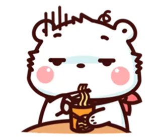 😑 beer, eten, noedels, schattig, dier, cartoon telegram sticker