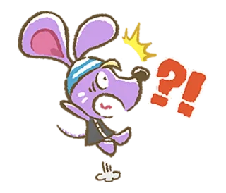 ⁉ Desenho animado, Animal roxo, Choque, Ponto de interrogação, Fofo, Surpreso whatsapp sticker