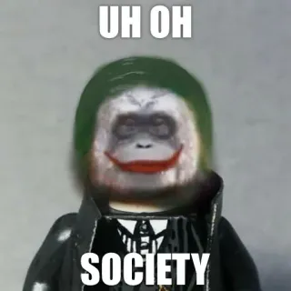 🃏 Joker UH OH SOCIETY Joker, monkey, lego, society, meme telegram sticker