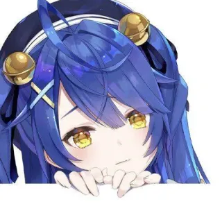 🤔 Anime, Blaue Haare, Süß, Goldene Augen, Mädchen, Cartoon, Sticker telegram sticker