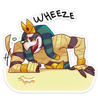 😀 WHEEZE 喘息, 木乃伊, 卡通, 搞笑, 贴纸, 大笑 whatsapp sticker