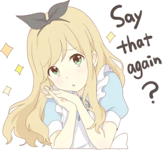 🗣️ Say that again? Anime, Garota, Pergunta, Bonito, Loira, Adesivo telegram sticker