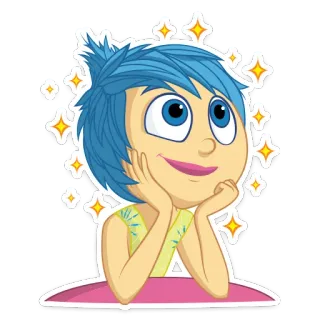 🤩 Joy Inside Out Joy, Inside Out, character, cartoon, animated, blue hair, sparkles telegram sticker