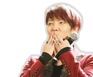 😘 ผู้ชาย, นักร้อง, ไมโครโฟน, จูบ, เคป็อป, นักดนตรี whatsapp sticker