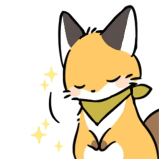 😌 キツネ, 動物, 漫画, 可愛い, キャラクター, バンダナ whatsapp sticker