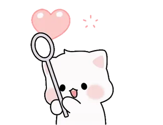 ❤️ mèo, dễ thương, kawaii, trái tim, đũa thổi bong bóng whatsapp sticker