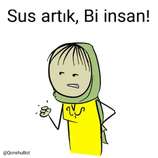 😤 Sus artık, Bi insan! Cartoon, Persoon, Geërgerd, Turks, Berispend whatsapp sticker