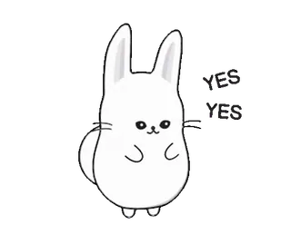 👍 Yes Yes うさぎ, ウサギ, かわいい, 白 telegram sticker
