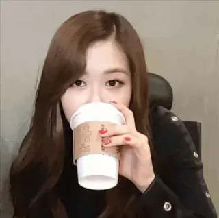 🌸 donna, caffè, bevanda, ritratto, persona, bevanda whatsapp sticker