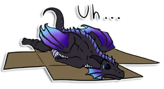 📦 Uh... dragão, caixa de papelão, fofo, desenho animado, engraçado, roxo, azul telegram sticker