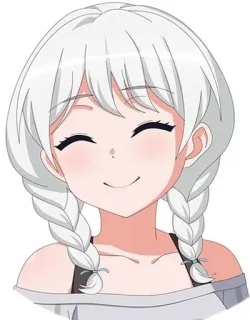 ☺️ anime, garota, cabelo branco, tranças, sorrindo telegram sticker