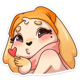😘 Мультфильм, Милый, Животное, Сердце, Поцелуй, Стикер whatsapp sticker
