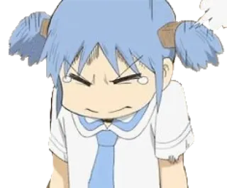 😖 Chiyo Mihama Azumanga Daioh Anime, Mangá, Chibi, Fofo, Bravo, Frustrado, Uniforme escolar telegram sticker