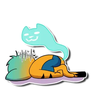 😵 miliir Desenho animado, Personagem, Gato, Fantasma, Triste, Exausto telegram sticker