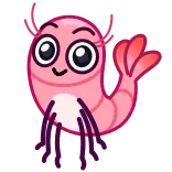 😁 garnaal, cartoon, schattig, dier, zeedier, roze telegram sticker