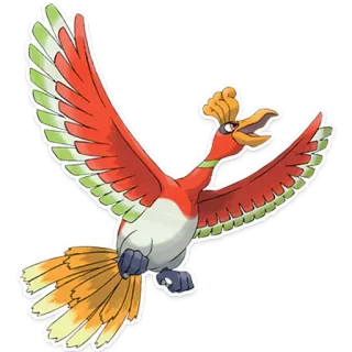 🌈 Ho-Oh Pokemon 宝可梦, 传说, 鸟, 火, 飞行 whatsapp sticker