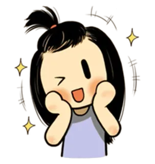 😋 cartoon, girl, cute, kawaii, sparkles, wink, happy telegram sticker