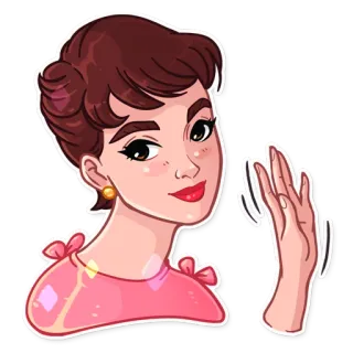 👋 mulher, desenho animado, acenando, retrato, adesivo, morena whatsapp sticker