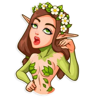 🙄 elfo, donna, fata, fantasy, natura telegram sticker