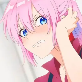 🙂 Animé, Fille, Cheveux roses, En colère, Fille animé, Dessin animé, Personnage telegram sticker