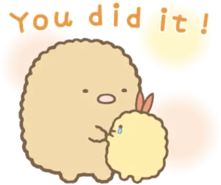 👍 You did it! wsparcie, świętowanie, słodkie, pozytywne, kawaii, sumikko gurashi telegram sticker