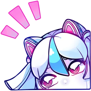 👀 애니메이션, 귀여운, 스티커, 고양이 귀, 일러스트 telegram sticker