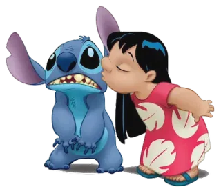 😍 Stitch Lilo & Stitch Лило, Стич, Дисней, поцелуй, мультфильм, дружба telegram sticker
