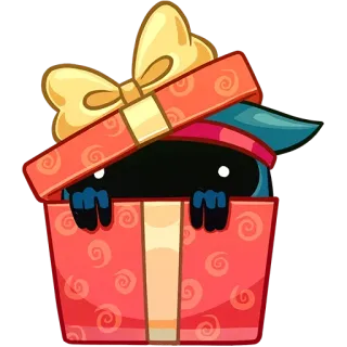 🎁 presente, lembrança, caixa, surpresa, personagem, desenho animado telegram sticker