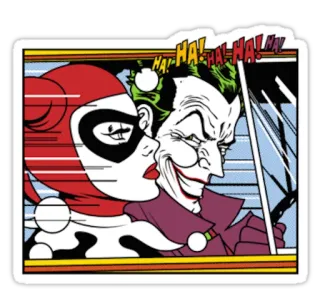 💑 Joker HA! HA! HA! Harley Quinn, Coringa, DC Comics, vilão, quadrinho, adesivo telegram sticker