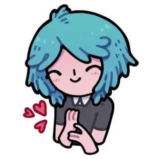 😘 süß, Anime-Stil, Herzen, Cartoon whatsapp sticker