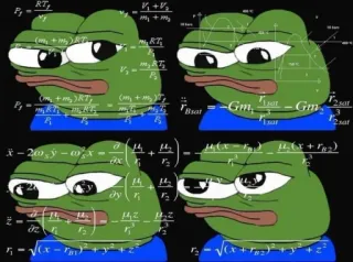 🧐 Py RT (+)RT X-20-00- 20 We μ 14 2 2 Bsat Gm Gm r 2sat (4+1)71 Meme, Pepe, Confus, Maths, Équations, Réaction, Internet whatsapp sticker