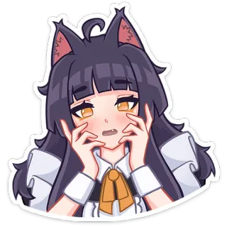 😦 สาวอนิเมะ, หูแมว, เขิน, น่ารัก, มังงะ, คาวาอิ telegram sticker