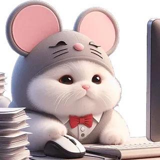 🤓 แมว, หนู, สัตว์, การ์ตูน, น่ารัก, คอมพิวเตอร์, งาน whatsapp sticker