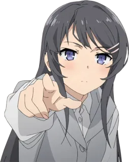 👈 Mai Sakurajima Rascal Does Not Dream of Bunny Girl Senpai anime, girl, character, pointing, sakurajima mai telegram sticker