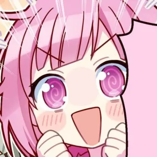 😍 anime, cabelo rosa, fofa, feliz, animada, desenho animado, menina whatsapp sticker