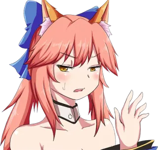 👋 animé, suffisant, fille, oreilles de renard, sarcastique, expression telegram sticker