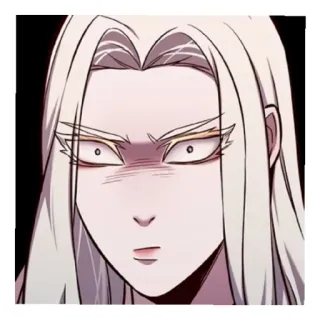 😐 Anime, Charakter, Frau, lange Haare, blass, ernst, Augen, Webtoon telegram sticker