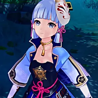 ❄️ Kamisato Ayaka Genshin Impact Anime, Video game, Karakter, Gadis, Topeng, Kamisato Ayaka telegram sticker