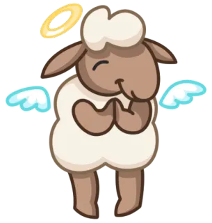 😇 ovelha, anjo, fofo, desenho animado, auréola, asas, animal telegram sticker