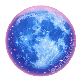 🌝 @CUTEENOTART moon, cute, blue, space, kawaii, art telegram sticker