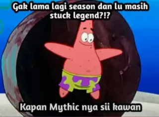 🤔 Patrick Star Spongebob Squarepants Gak lama lagi season dan lu masih stuck legend?!?
Kapan Mythic nya sii kawan แพทริค, สพันจ์บ็อบ, มีม, วิดีโอเกม, การ์ตูน telegram sticker