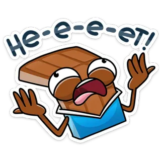 🙅‍♂️ He-e-e-et! chocolat, dessin animé, exclamation, expression, autocollant telegram sticker