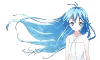 😏 anime, garota, cabelo longo, cabelo azul, fofa, desenho animado telegram sticker